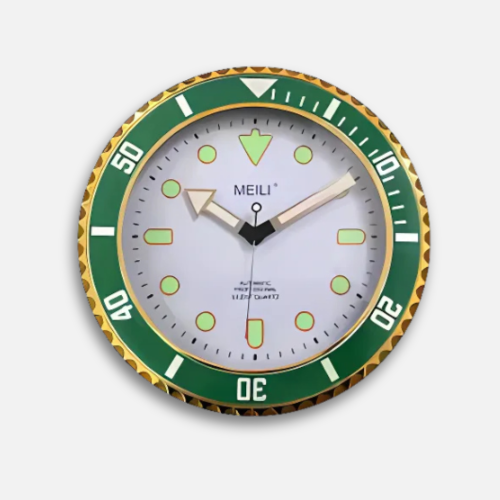 Horloge Murale Montre Luxe Lumineuse | Style Plongée Premium | 30cm Silencieuse