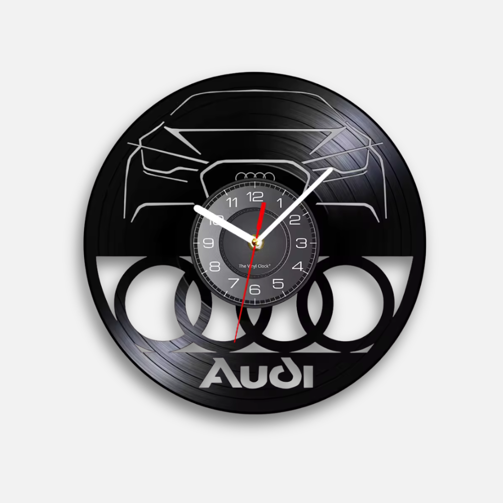 Horloge Vinyle Audi | Disque Recyclé Découpe Laser | Silencieuse
