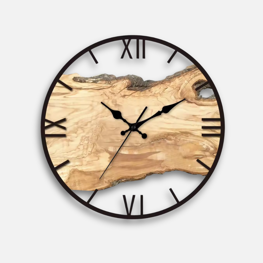 Horloge Effet Bois Transparent | Résine 3D Grain Naturel | Silencieuse