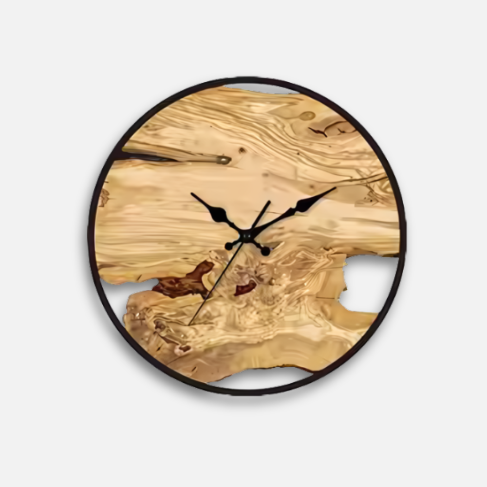 Horloge Effet Bois Transparent | Résine 3D Grain Naturel | Silencieuse