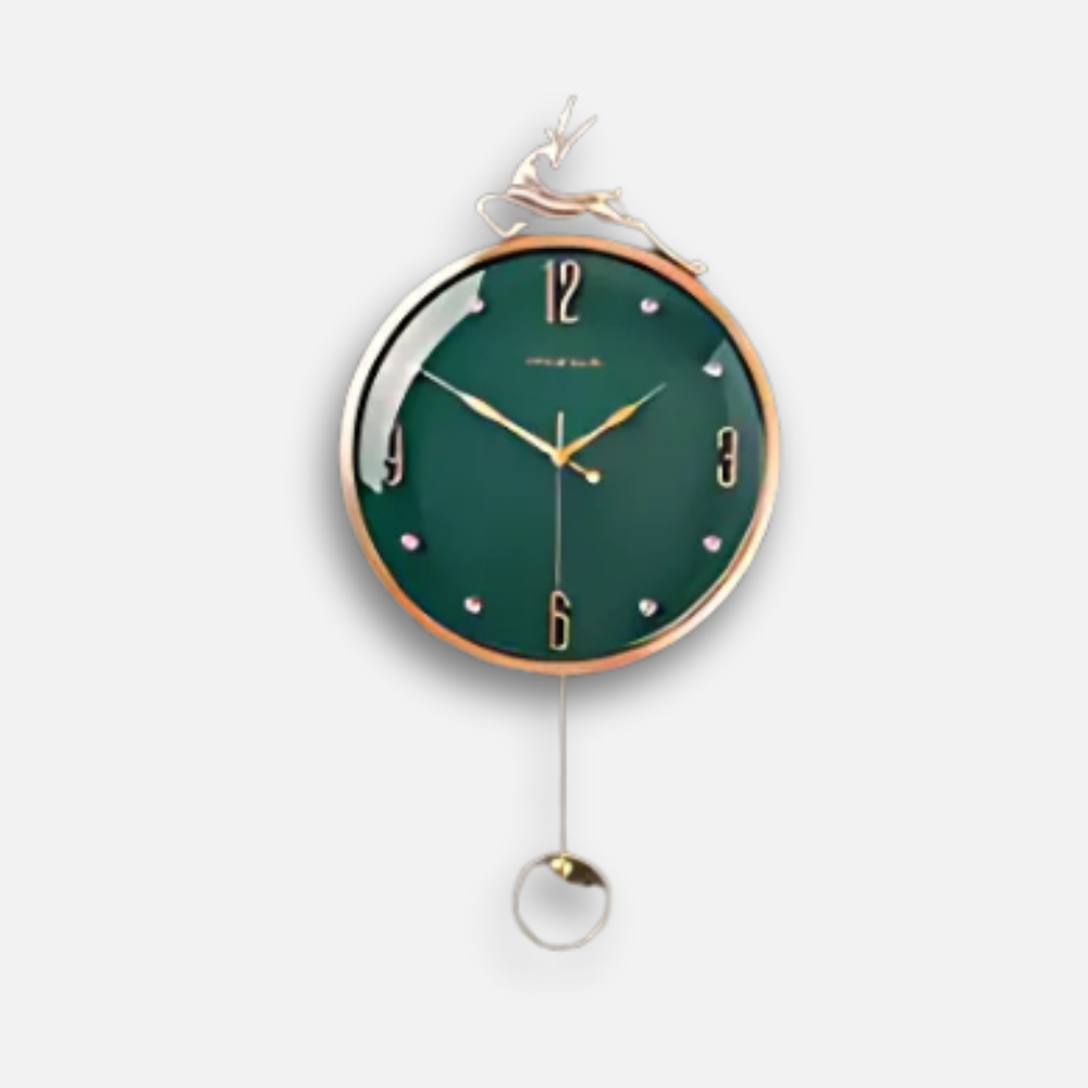 Horloge Cerf Doré Nordique | Pendule Thérapeutique | Porte-Bonheur
