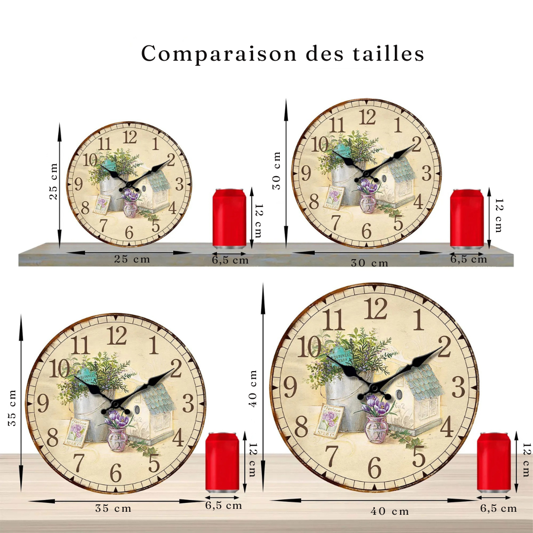 Horloge Murale Vintage Campagne | Style Romantique Silencieuse