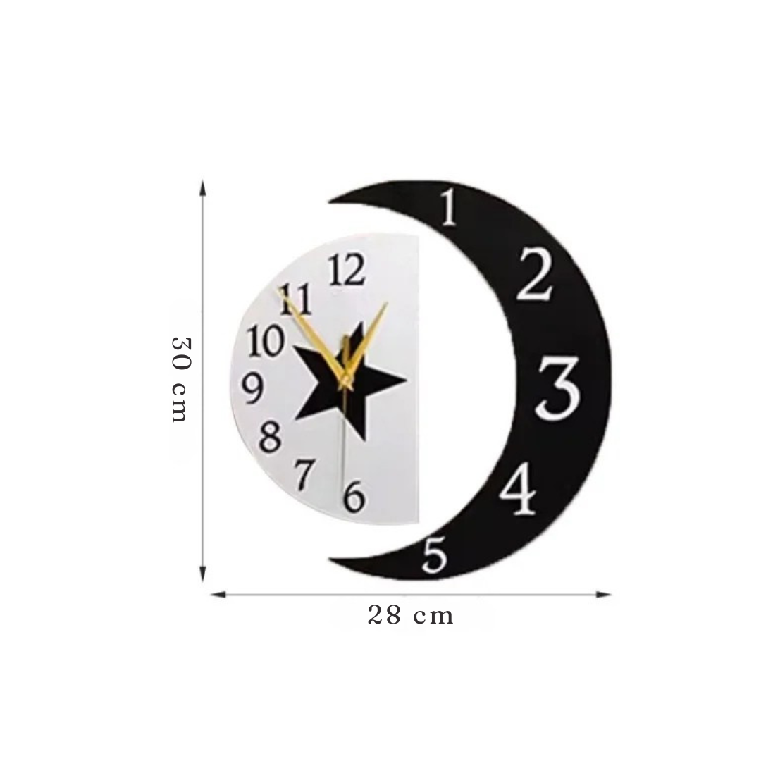 Horloge Lune Étoiles | Design Cosmique Mystique | Silencieuse