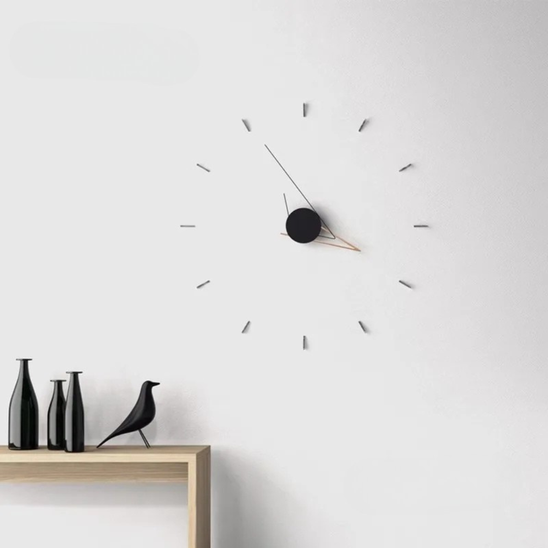Horloge Minimaliste Nordique | Design Asymétrique | Sculpture Murale