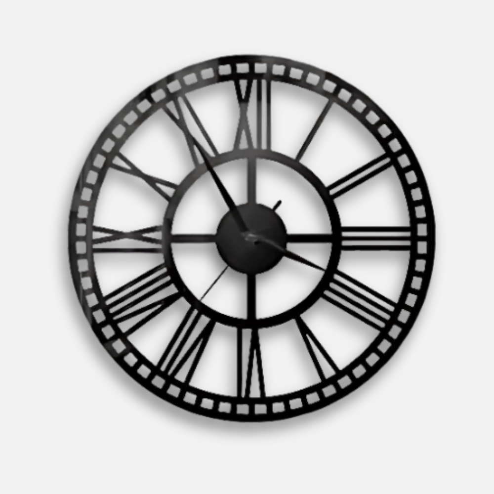 Horloge Chiffres Romains Miroir | Effet Luxueux | Silencieuse