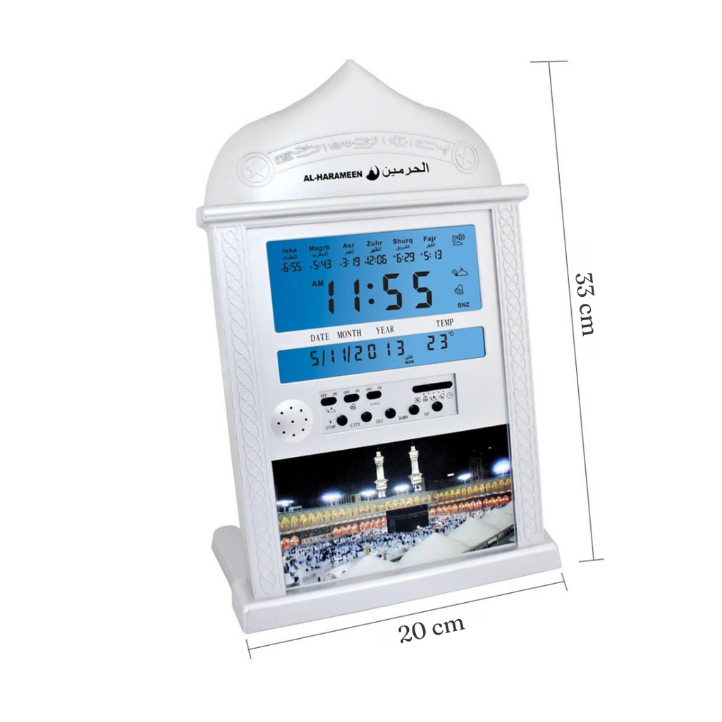 Horloge Murale Azan Islamique LCD | Rappel Prières Automatique | Calendrier Perpétuel
