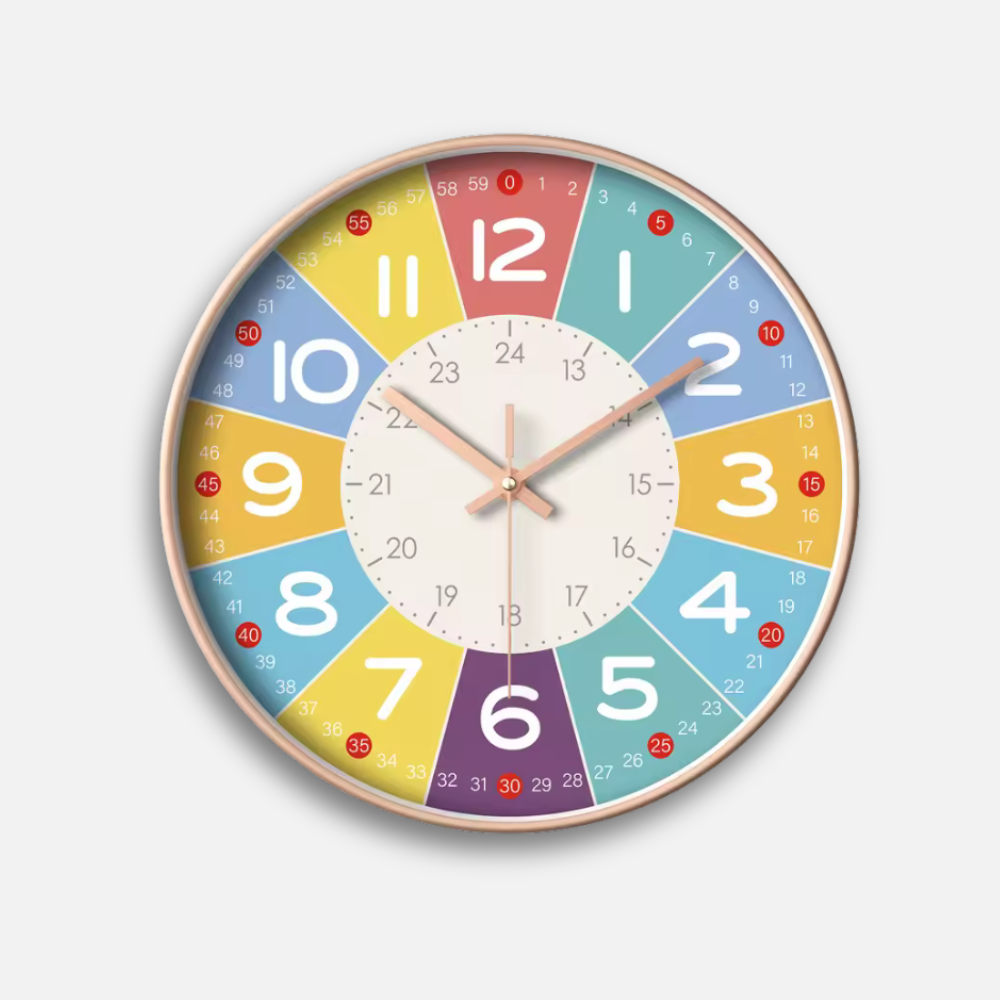 Horloge Enfant Apprentissage | Ludique Arc-en-ciel | Silencieuse