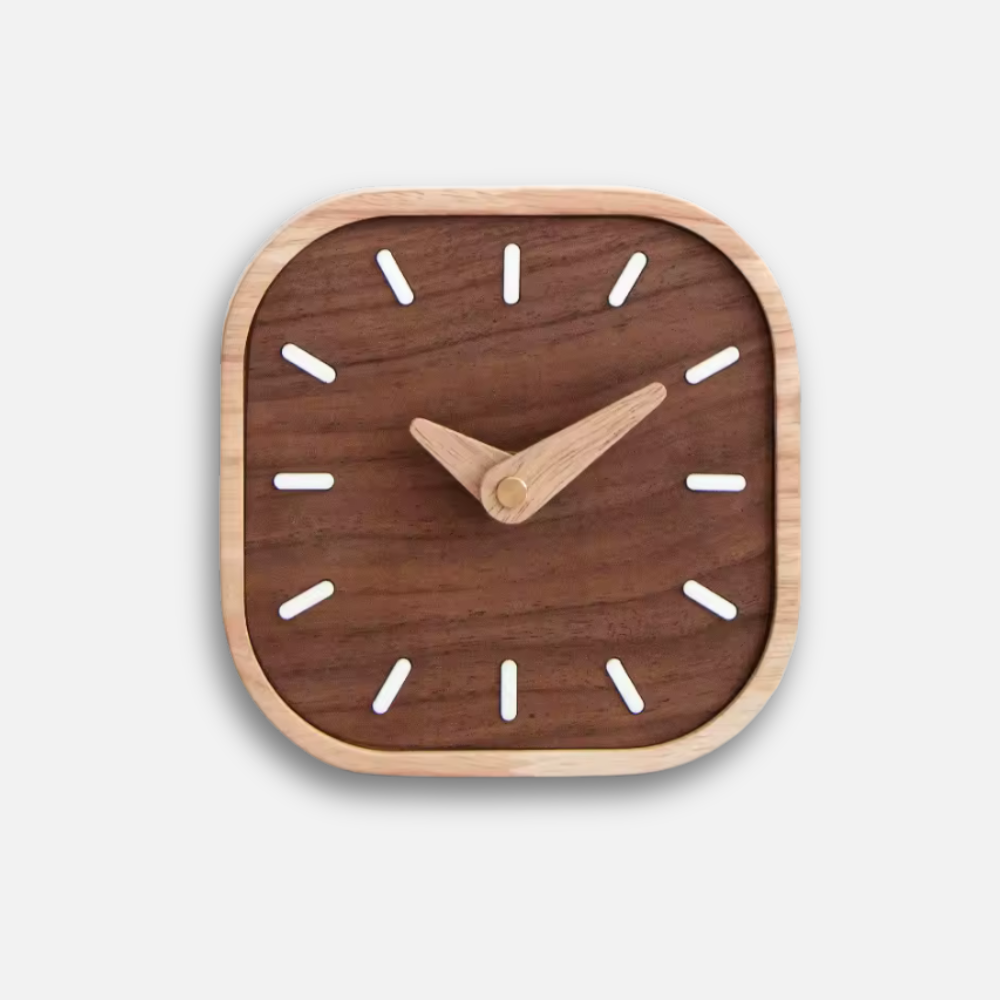Petite Horloge Noyer Nordique | Minimaliste Artisanal | Silencieuse