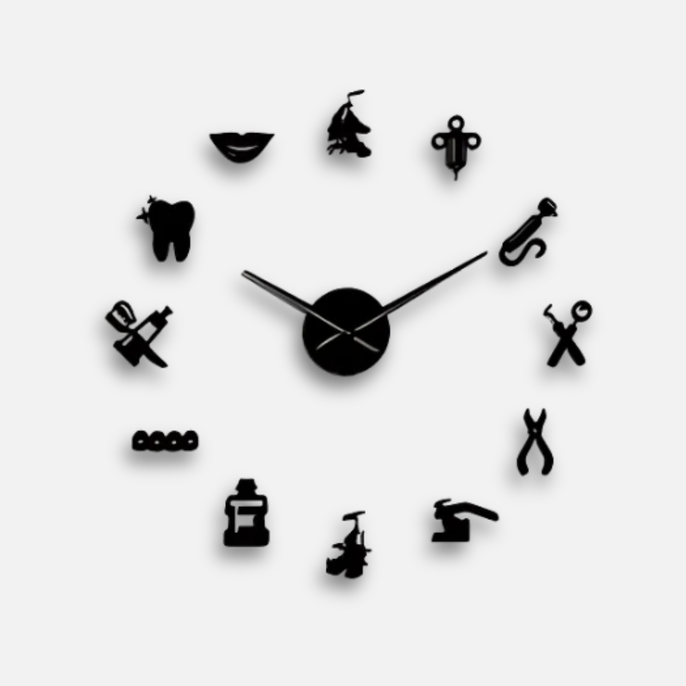 Horloge Murale Géante Dentiste DIY | Design 3D Professionnel | 69-120cm Silencieuse