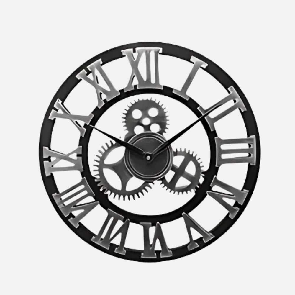 Horloge Murale Rétro Engrenage Métal | Style Industriel Vintage | 30-40cm Silencieuse