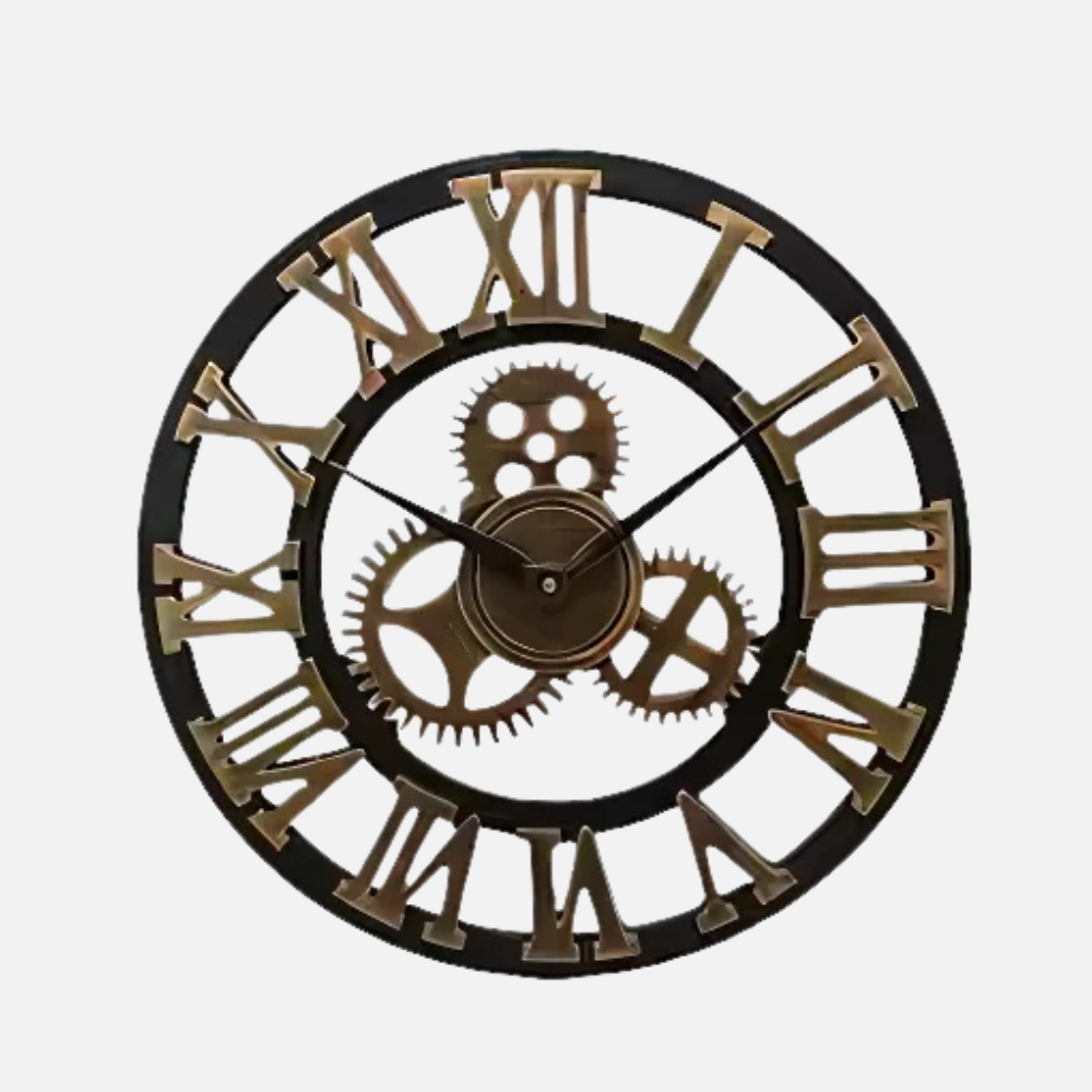 Horloge Murale Rétro Engrenage Métal | Style Industriel Vintage | 30-40cm Silencieuse