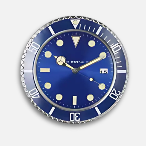 Horloge Murale Design Montre Luxe | Luminescente Silencieuse | Métal 34cm