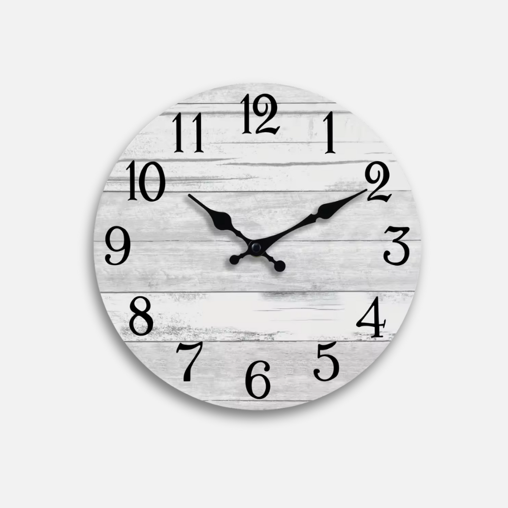 Horloge Vintage Bois Blanchi | 4 Tailles Country Chic | Silencieuse