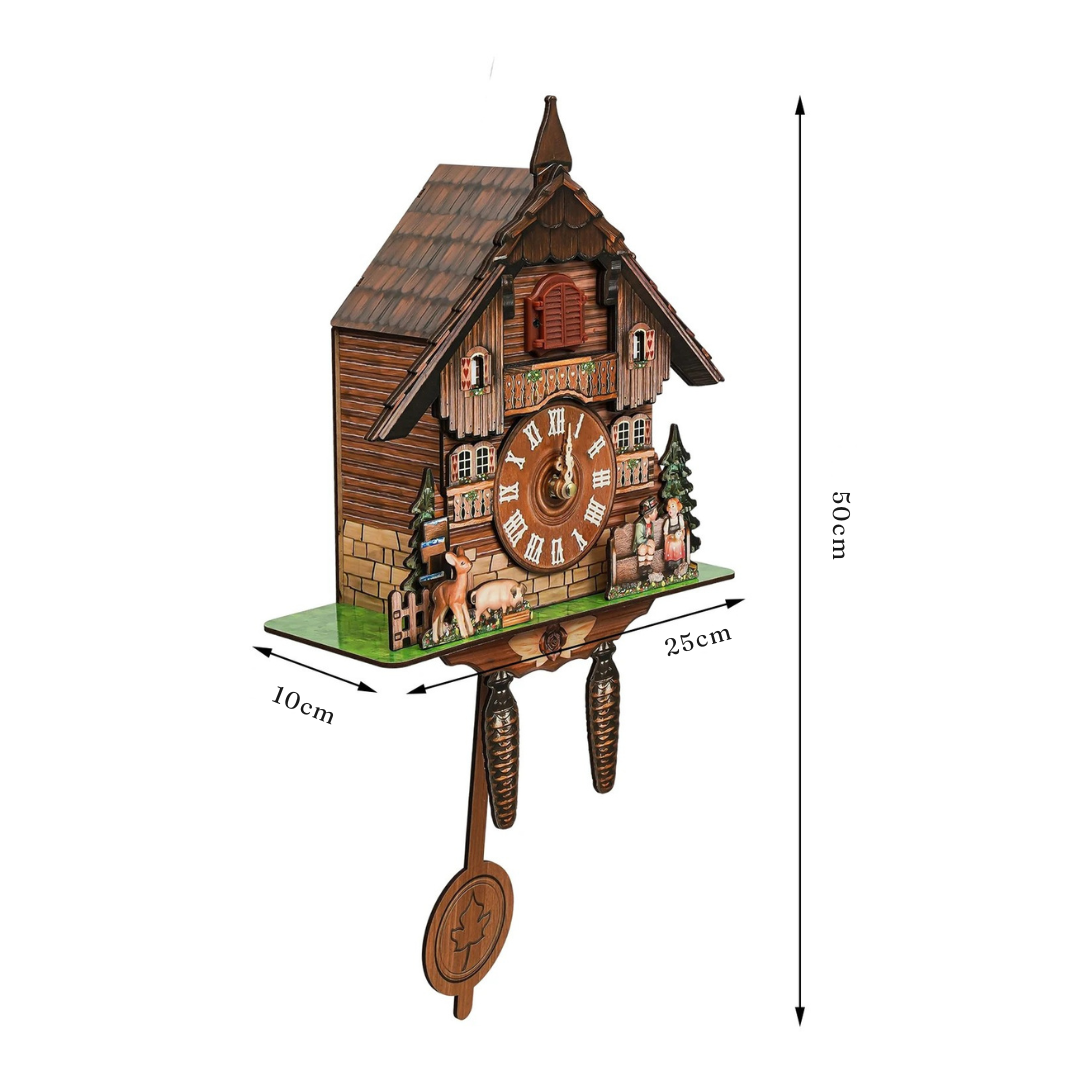 Horloge Coucou Murale Vintage | Animée Carillon | Volume Réglable 50cm