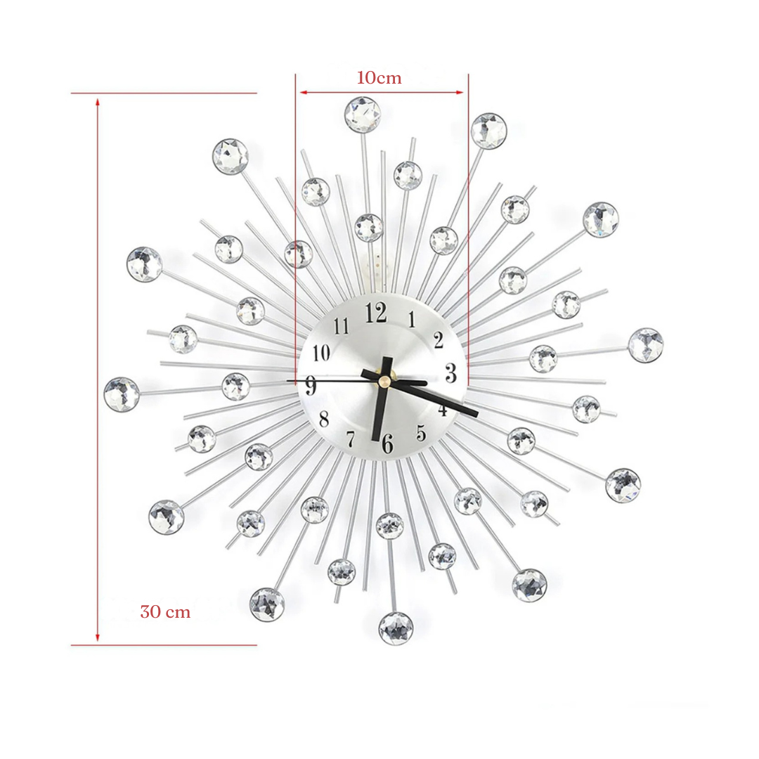 Horloge Design Cristallins | Élégance Brillante Chic | Luxe Intérieur 30cm