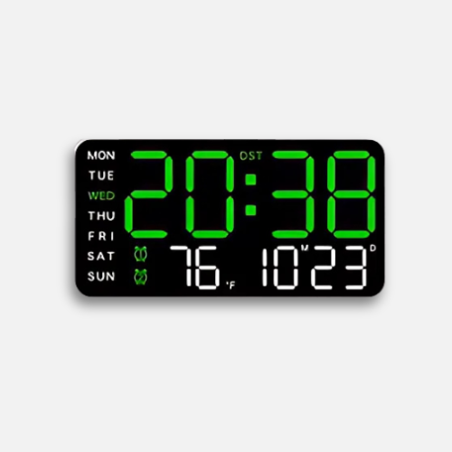 Horloge LED Digitale Multifonction | Contrôle Vocal Réveil | Température 24cm