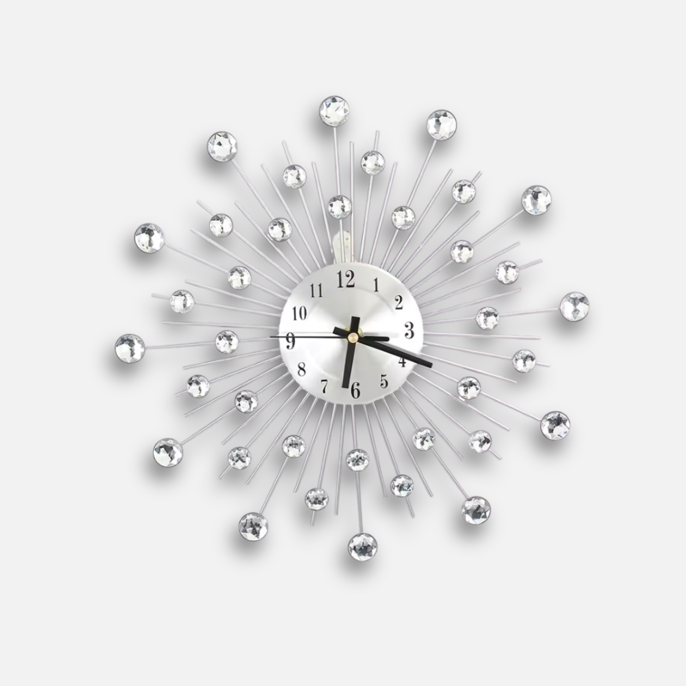 Horloge Design Cristallins | Élégance Brillante Chic | Luxe Intérieur 30cm