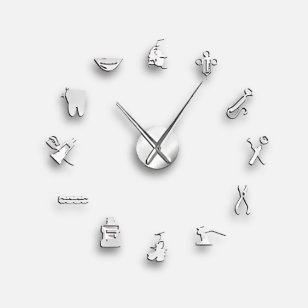 Horloge Murale Géante Dentiste DIY | Design 3D Professionnel | 69-120cm Silencieuse
