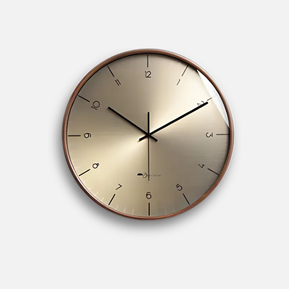 Horloge Bois Massif Cuivrée | Design Italien Cadran Doré | Silencieuse