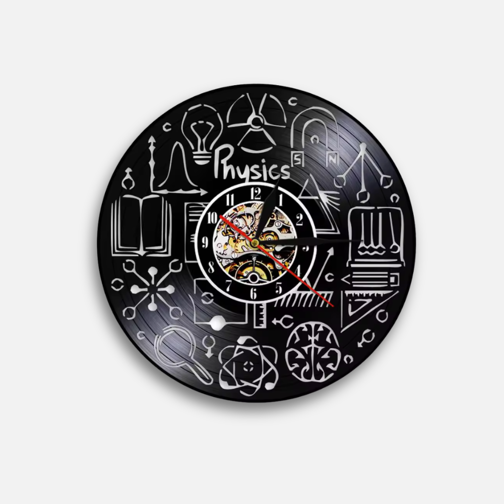 Horloge Vinyle Design Sciences | Motifs Physique Écologique | Recyclé 30cm LED