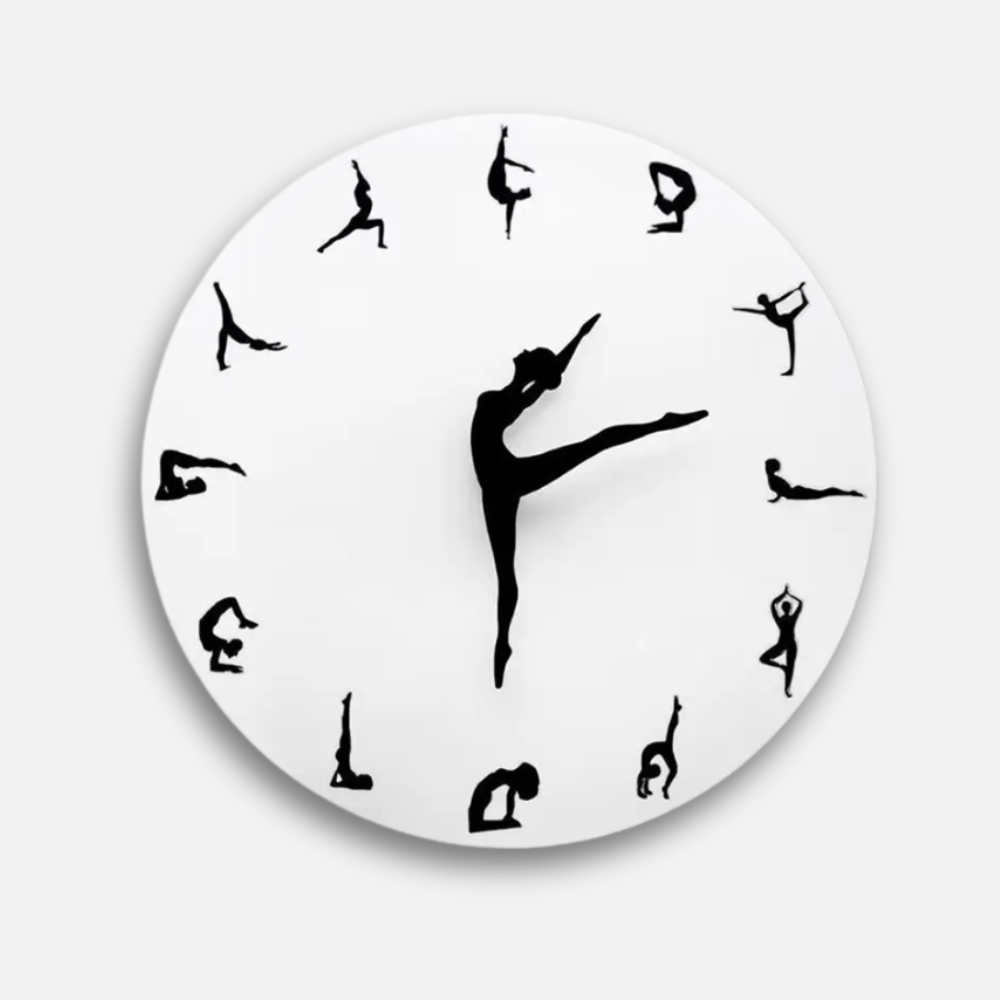 Horloge Murale Yoga Silencieuse | Design Danseuse Zen | Décoration Artistique 30cm