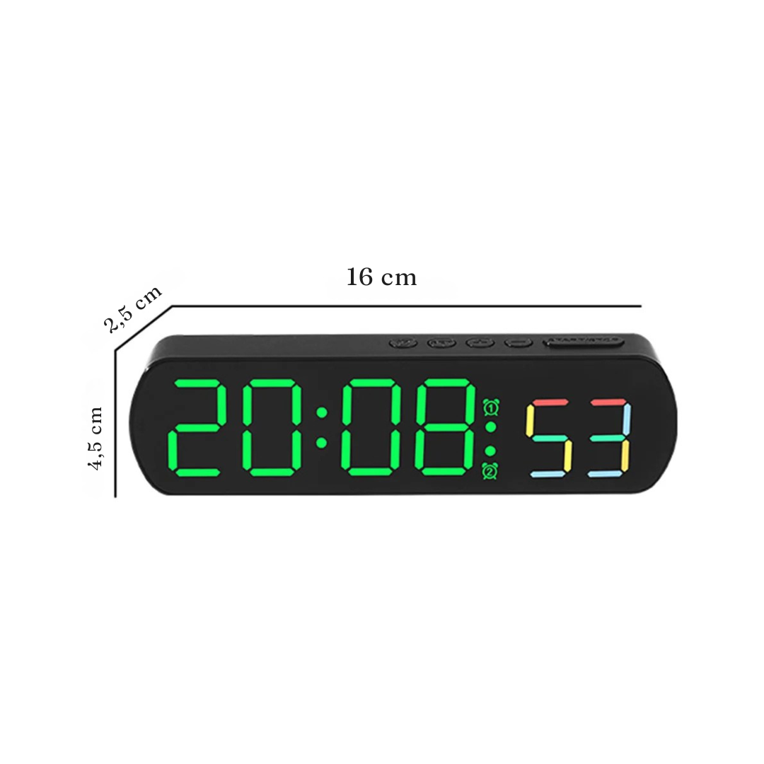 Horloge LED Digitale Moderne | Support Multimédia | Silencieuse