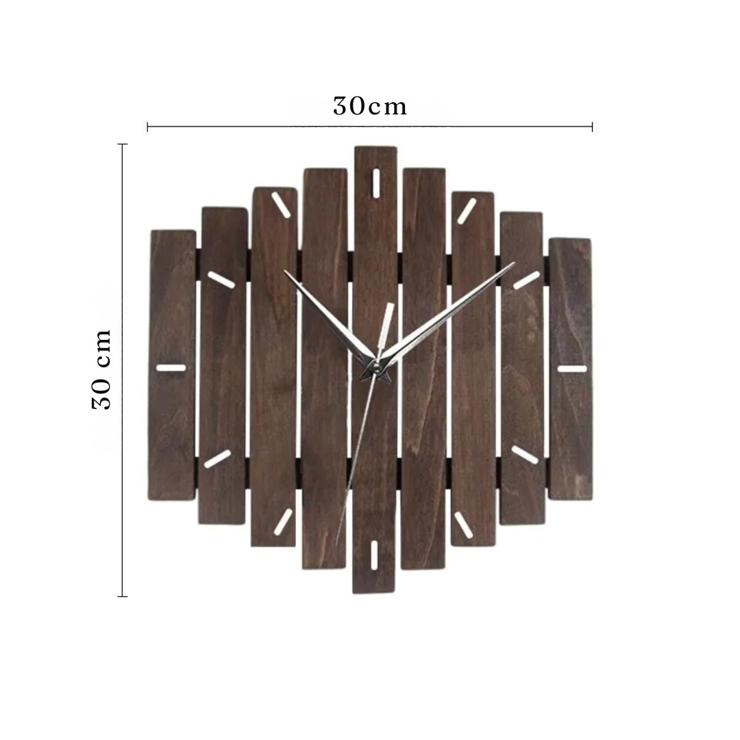Horloge Bois Massif | Design Lamelles Unique | Silent Sweep