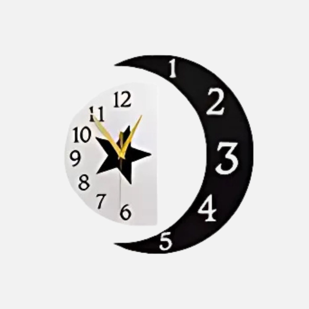 Horloge Lune Étoiles | Design Cosmique Mystique | Silencieuse