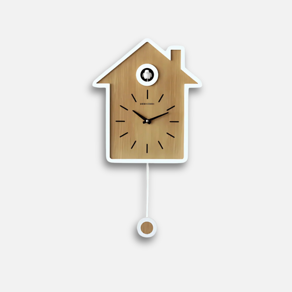 Horloge Coucou Nordique | Design Minimaliste Rouge Balancier | Sun Taiwan
