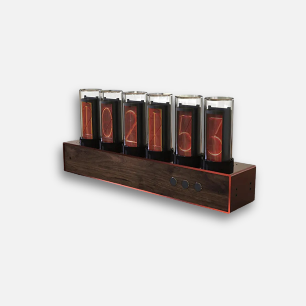 Horloge Nixie Steampunk | Boîtier Bois Tubes LED | Rétro-Futuriste