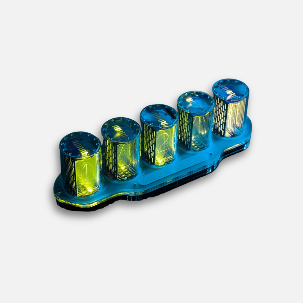 Horloge Nixie Tube Authentique | 5 Tubes RGB Transparent | Bureau