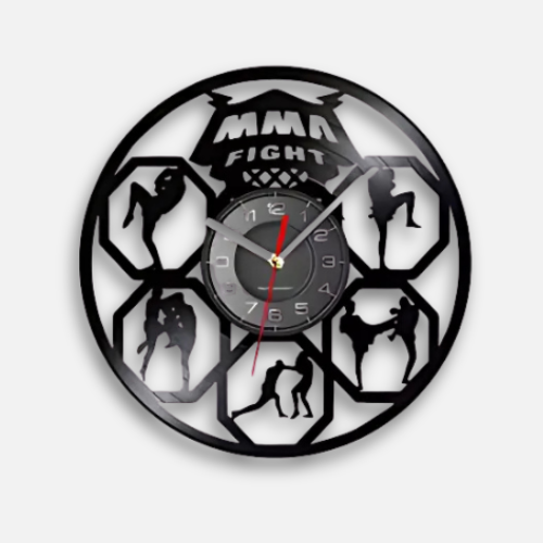 Horloge Murale Design MMA | Vinyle Recyclé Silencieuse | Sports Combat 30cm